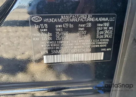 2019 Hyundai Santa Fe Se z USA, uszkodzony, nr VIN 5NMS23AD0KH004364
